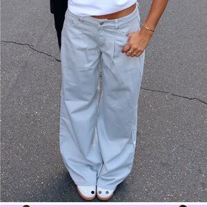 Iris Low Rise Wide Leg Jeans Light Grey White Fox NWT